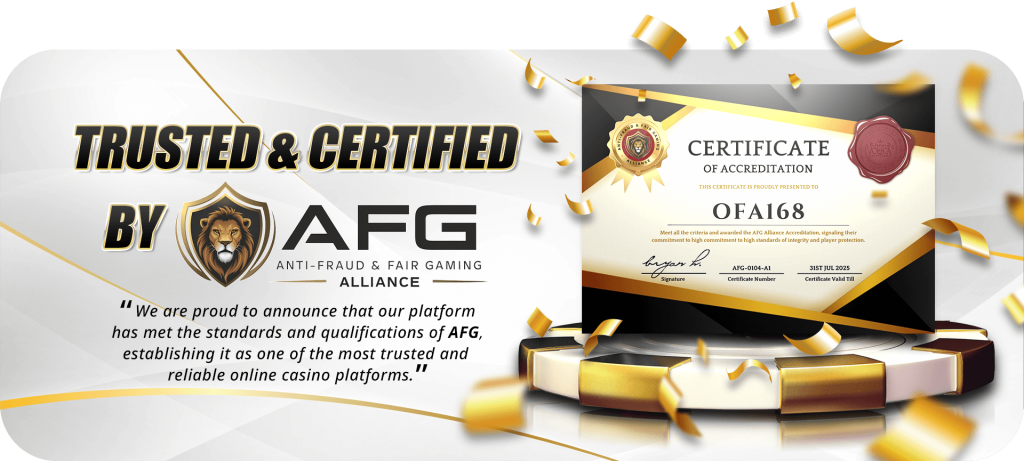 ofa168 trusted certification with certificate and logo
