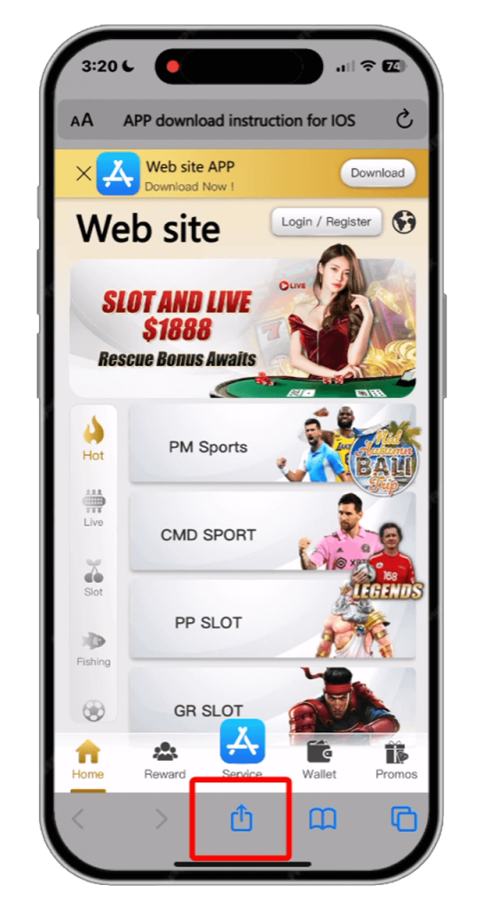 How to add OFA168 to home screen?  (IOS) step 3